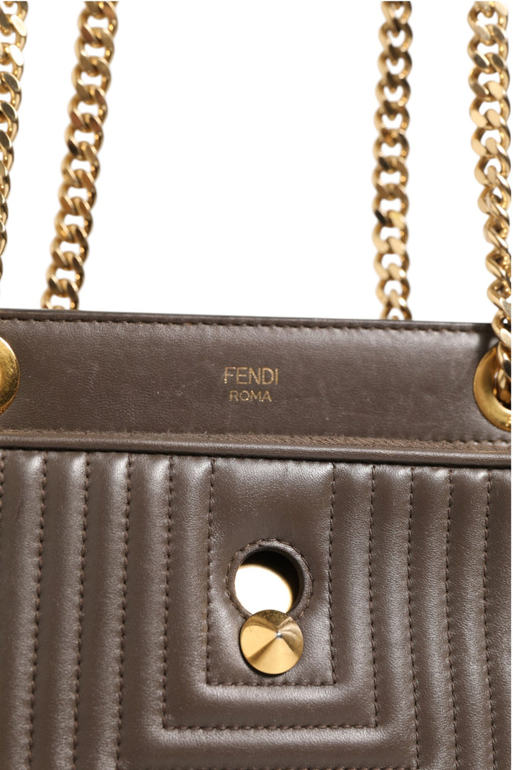 Brown Quilted Lambskin Leather Dotcom Click Small Shoulder Bag Fendi