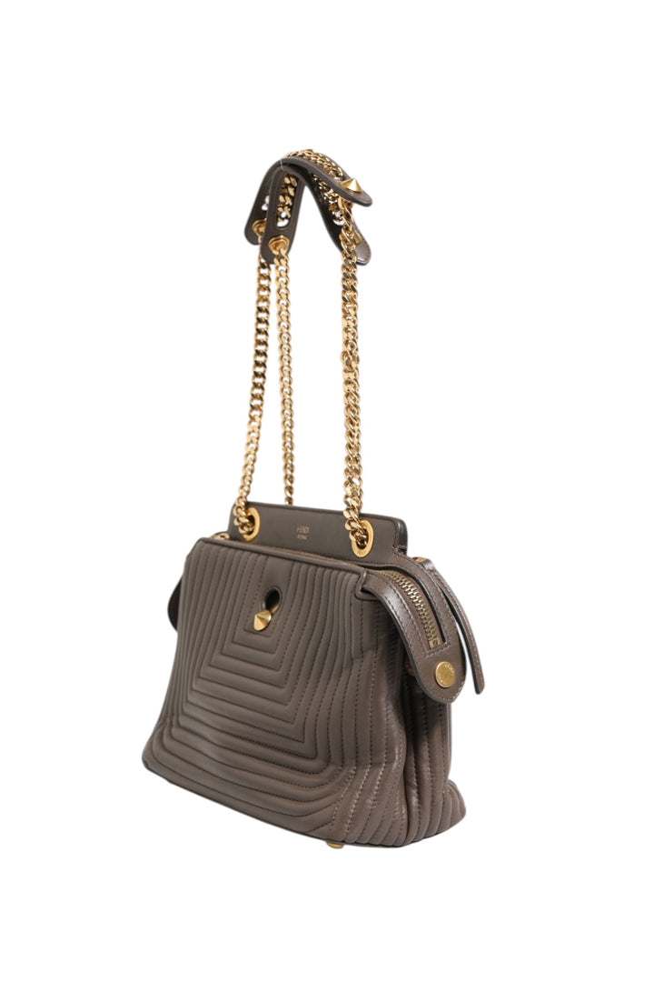 Brown Quilted Lambskin Leather Dotcom Click Small Shoulder Bag Fendi