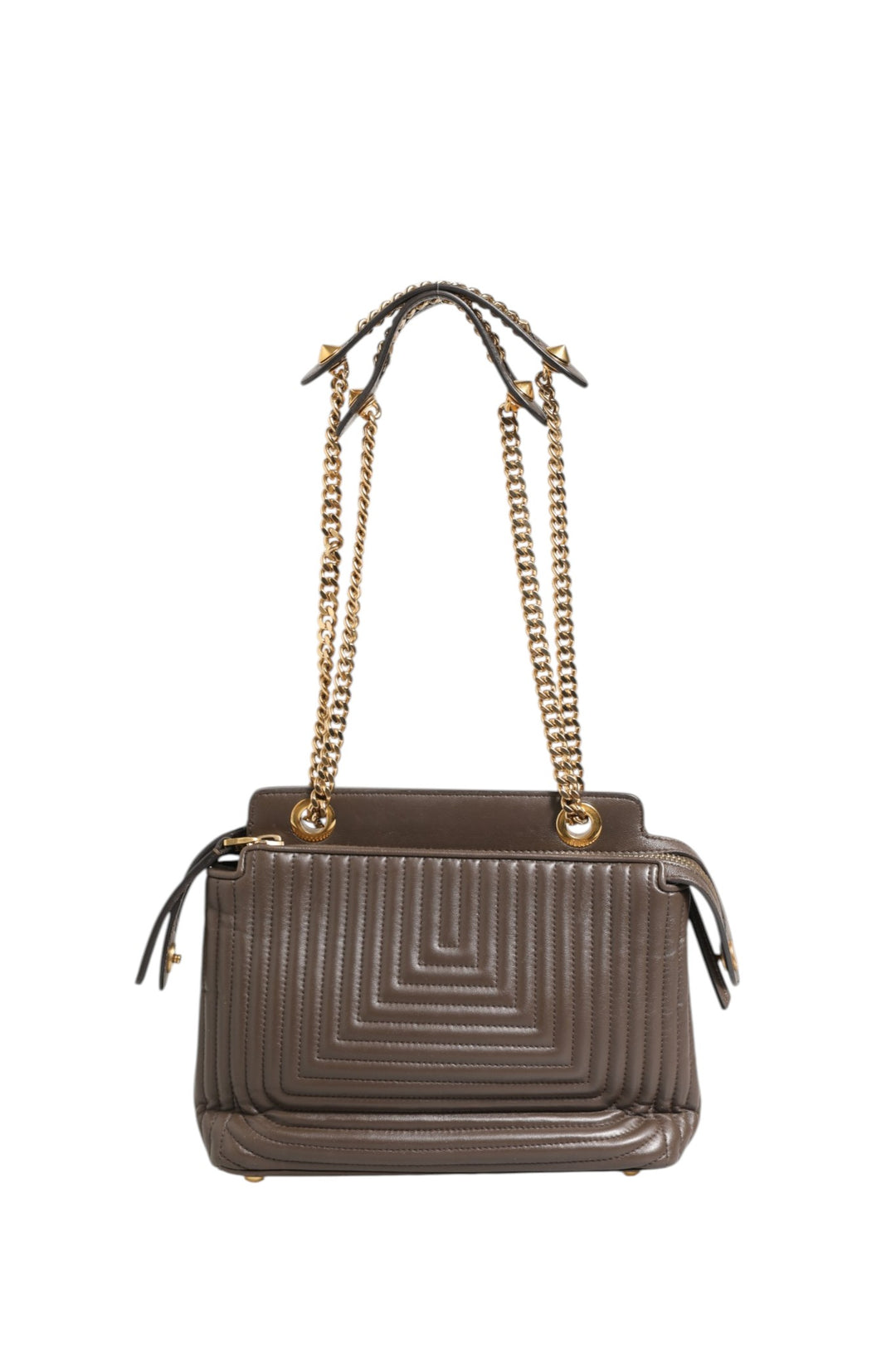 Brown Quilted Lambskin Leather Dotcom Click Small Shoulder Bag Fendi