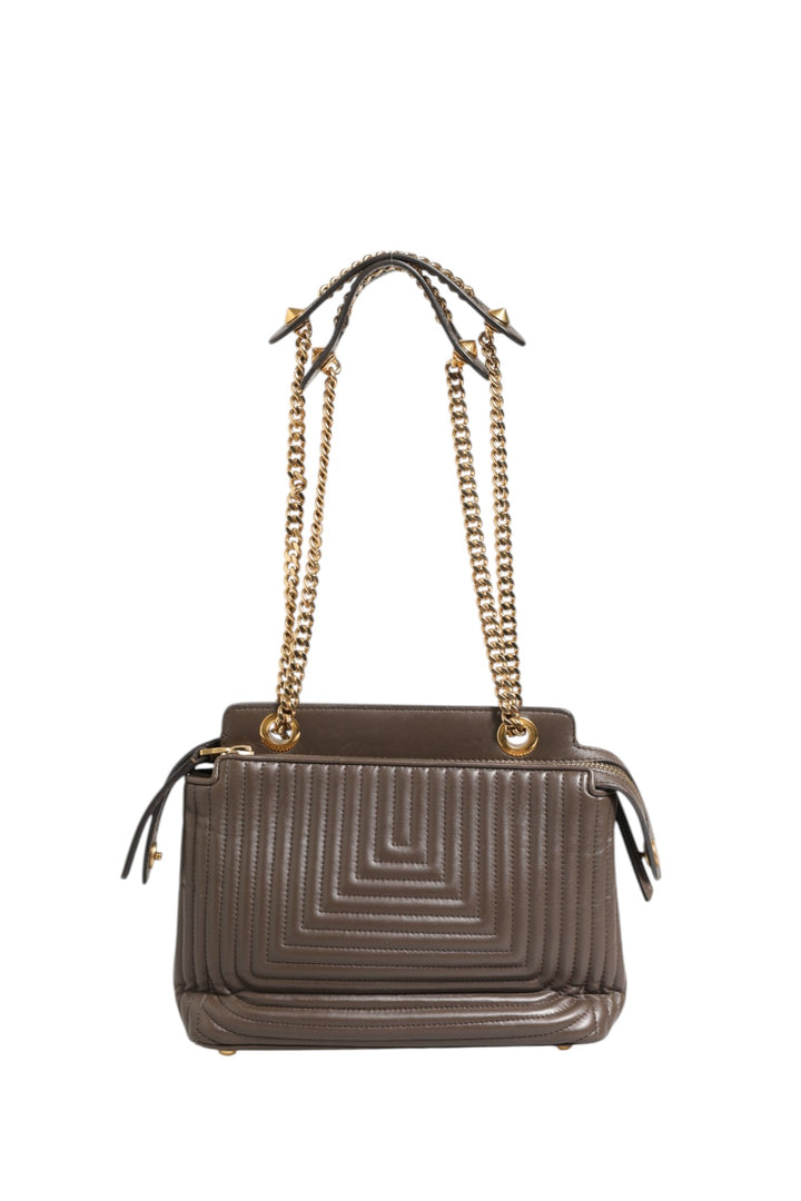 Brown Quilted Lambskin Leather Dotcom Click Small Shoulder Bag Fendi