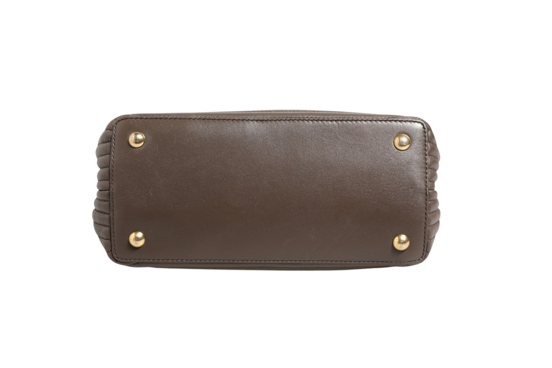 Brown Quilted Lambskin Leather Dotcom Click Small Shoulder Bag Fendi