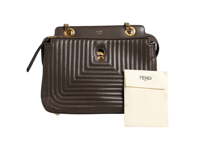 Brown Quilted Lambskin Leather Dotcom Click Small Shoulder Bag Fendi