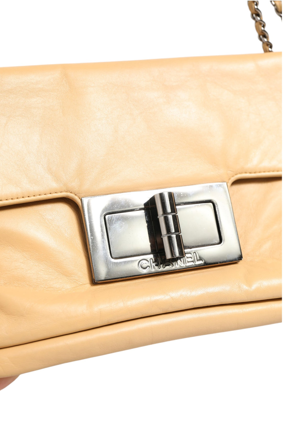 Beige Lambskin Giant Reissue Mademoiselle Lock Flap Bag Chanel