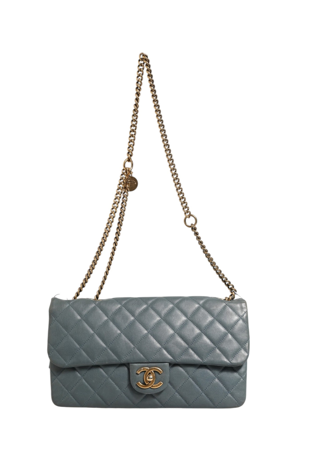 Blue Quilted Leather Crown Flap Shoulder Bag Chanel
