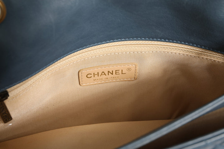 Blue Quilted Leather Crown Flap Shoulder Bag Chanel