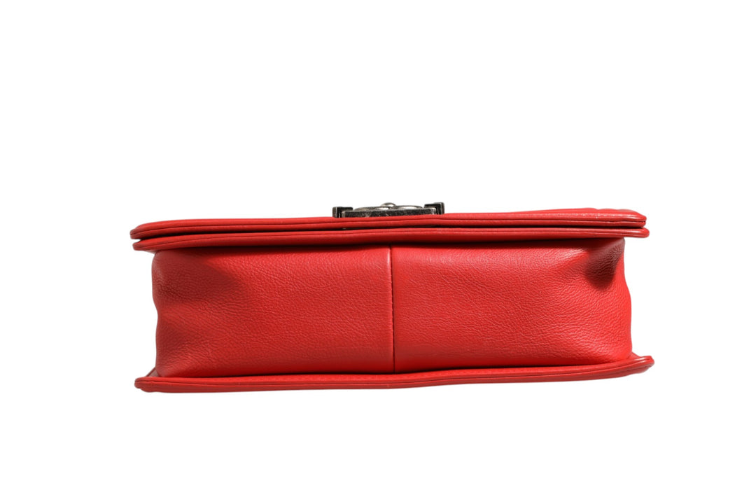 Red Diamond Stitch Calfskin Leather New Medium Boy Bag Chanel