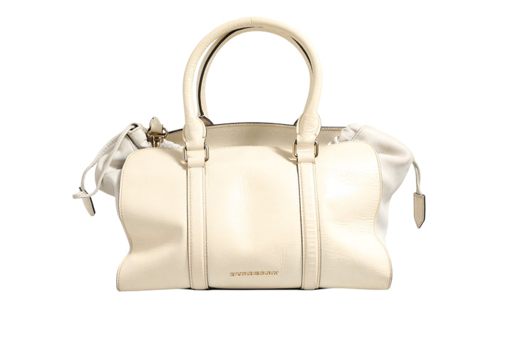 Chalk White Large Leather Tote Bag Burberry