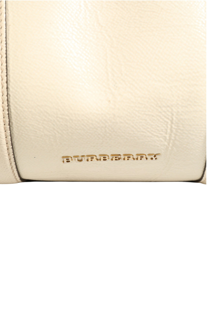 Chalk White Large Leather Tote Bag Burberry