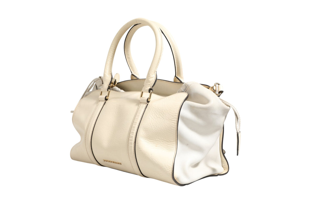Chalk White Large Leather Tote Bag Burberry