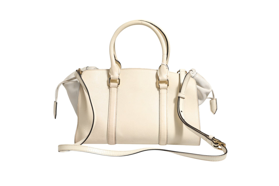 Chalk White Large Leather Tote Bag Burberry