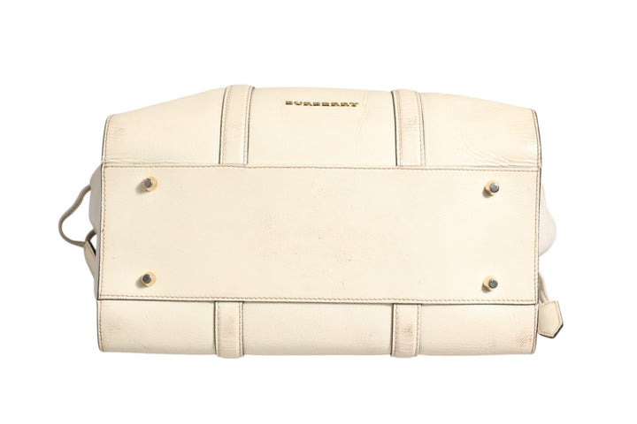 Chalk White Large Leather Tote Bag Burberry