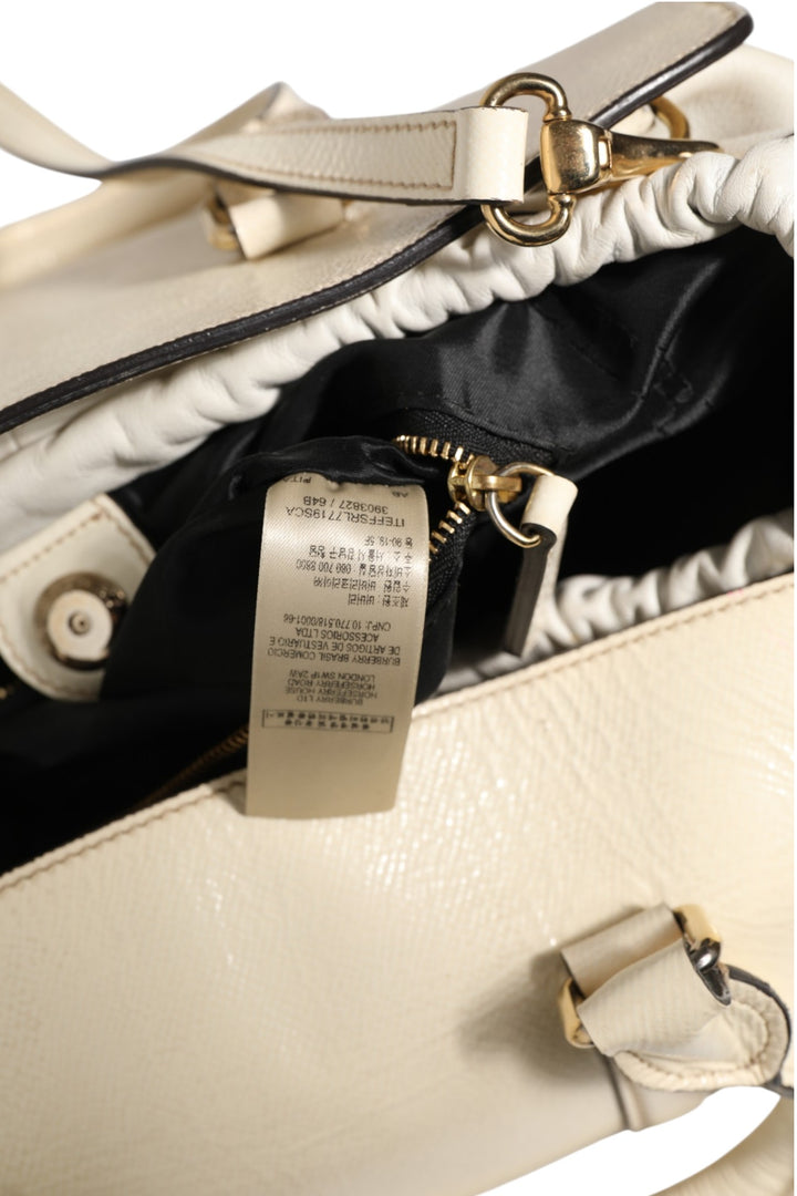 Chalk White Large Leather Tote Bag Burberry