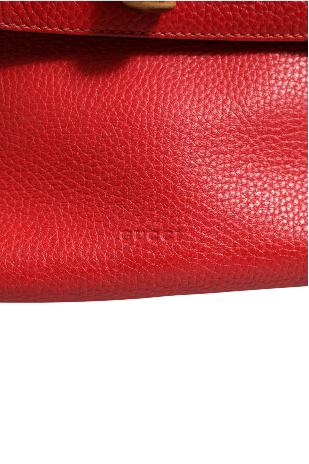 Red Leather Bamboo Daily Tote Crossbody Bag Gucci