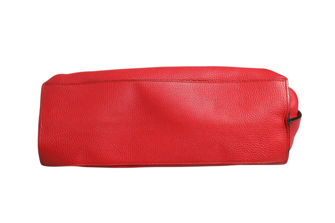 Red Leather Bamboo Daily Tote Crossbody Bag Gucci