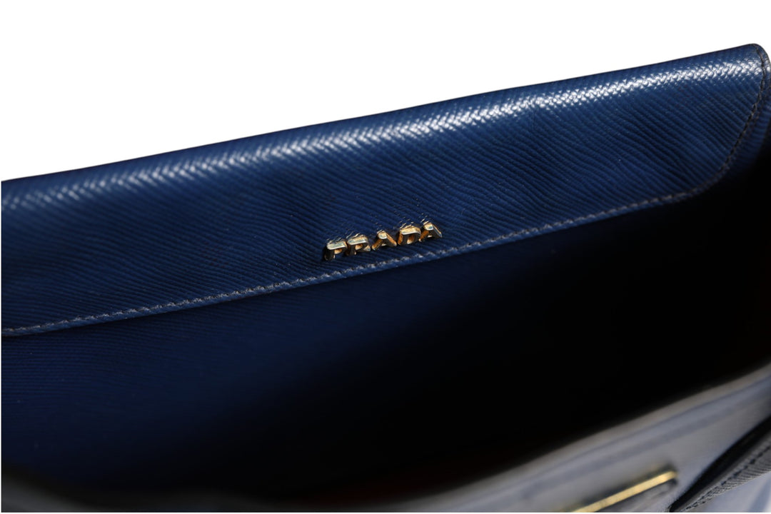Blue Saffiano Leather 2way Bag Prada