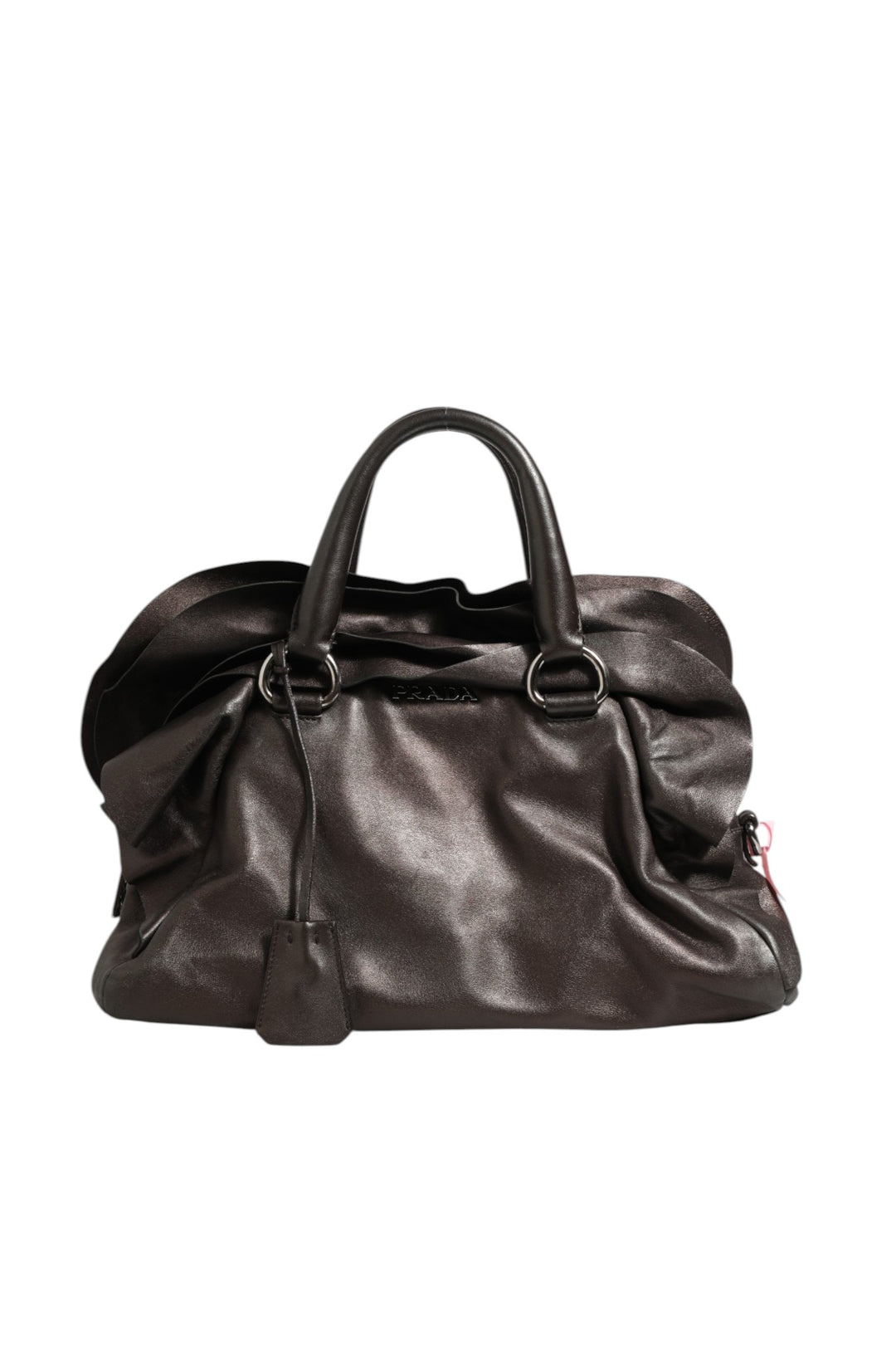 Metallic Nappa Leather Ruffle Shoulder Bag Prada