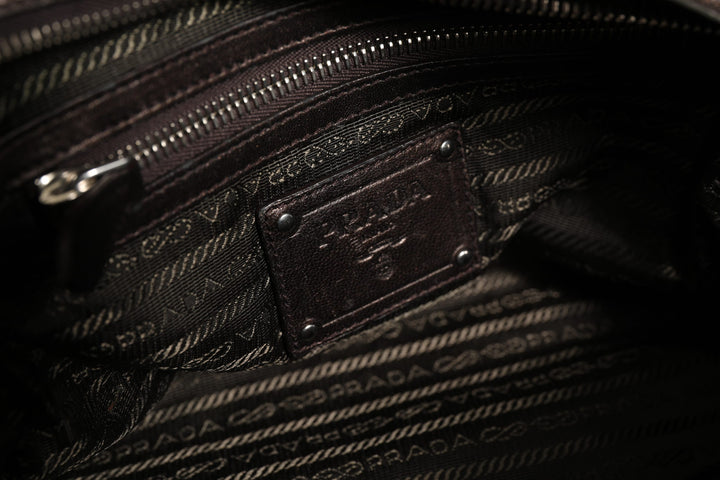 Metallic Nappa Leather Ruffle Shoulder Bag Prada