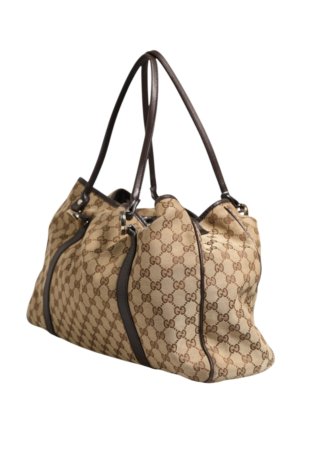 Beige and Black Canvas Twins Medium Tote Bag Gucci