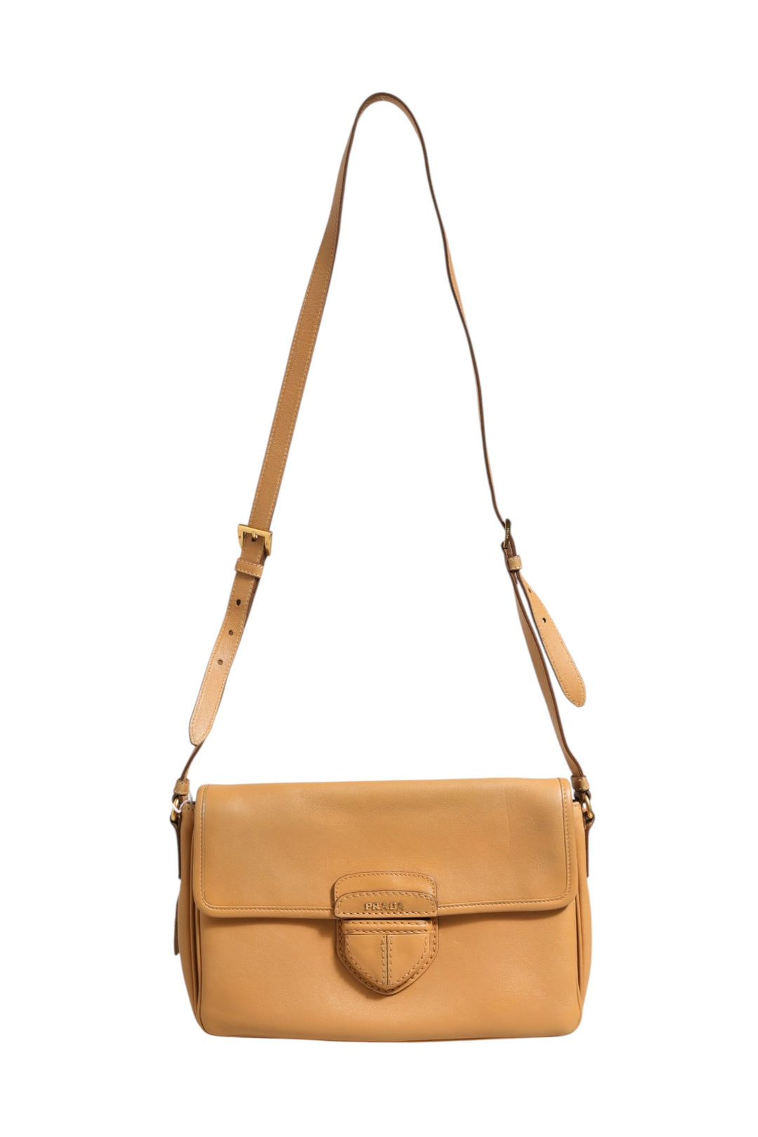 Sidonie Beige Pebble Leather shoulder bag Prada