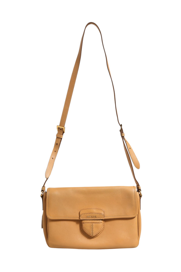 Sidonie Beige Pebble Leather shoulder bag Prada
