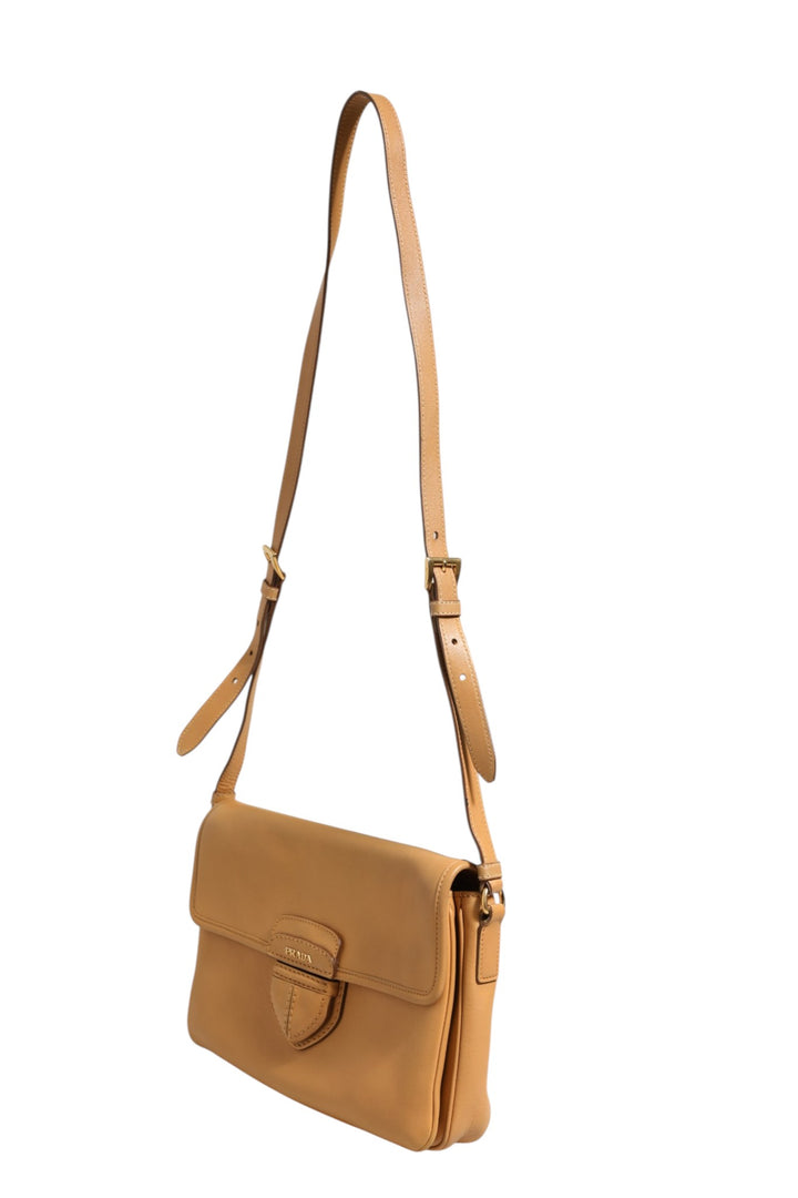 Sidonie Beige Pebble Leather shoulder bag Prada