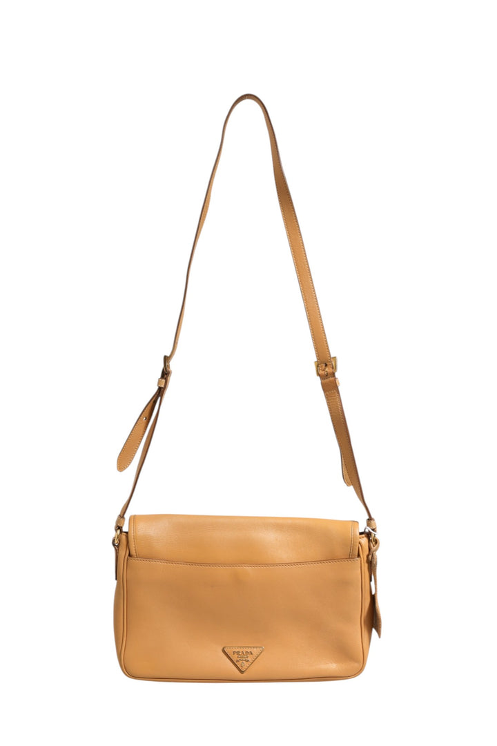 Sidonie Beige Pebble Leather shoulder bag Prada