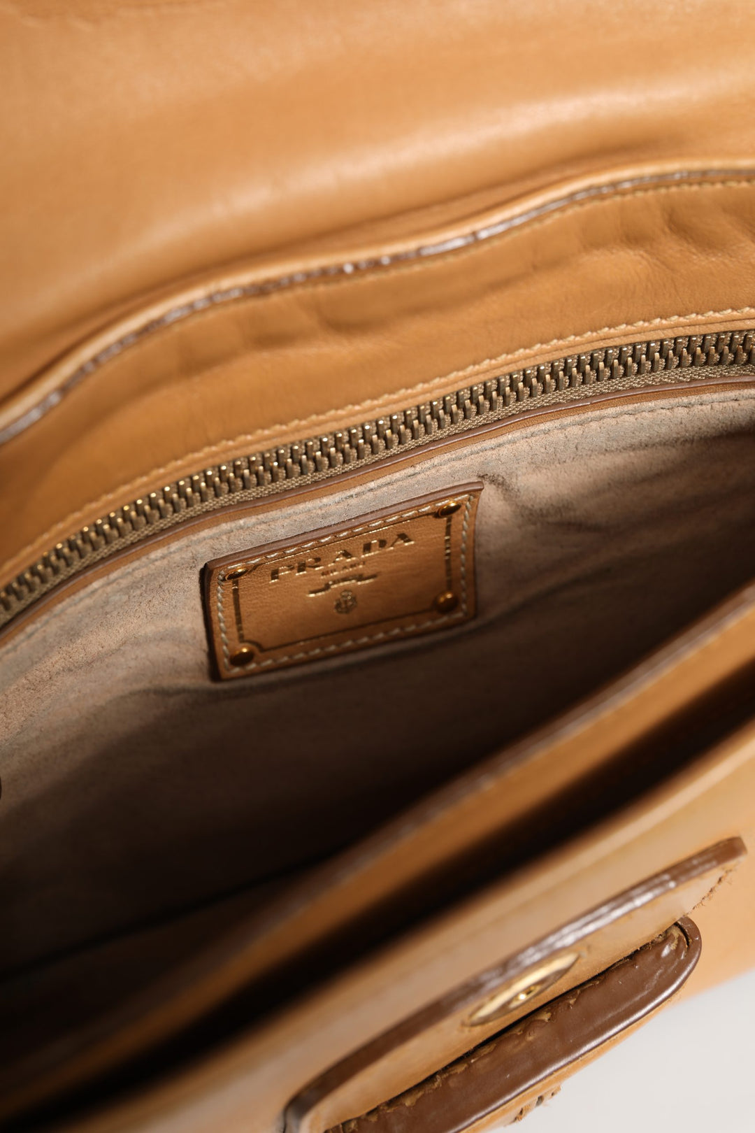Sidonie Beige Pebble Leather shoulder bag Prada