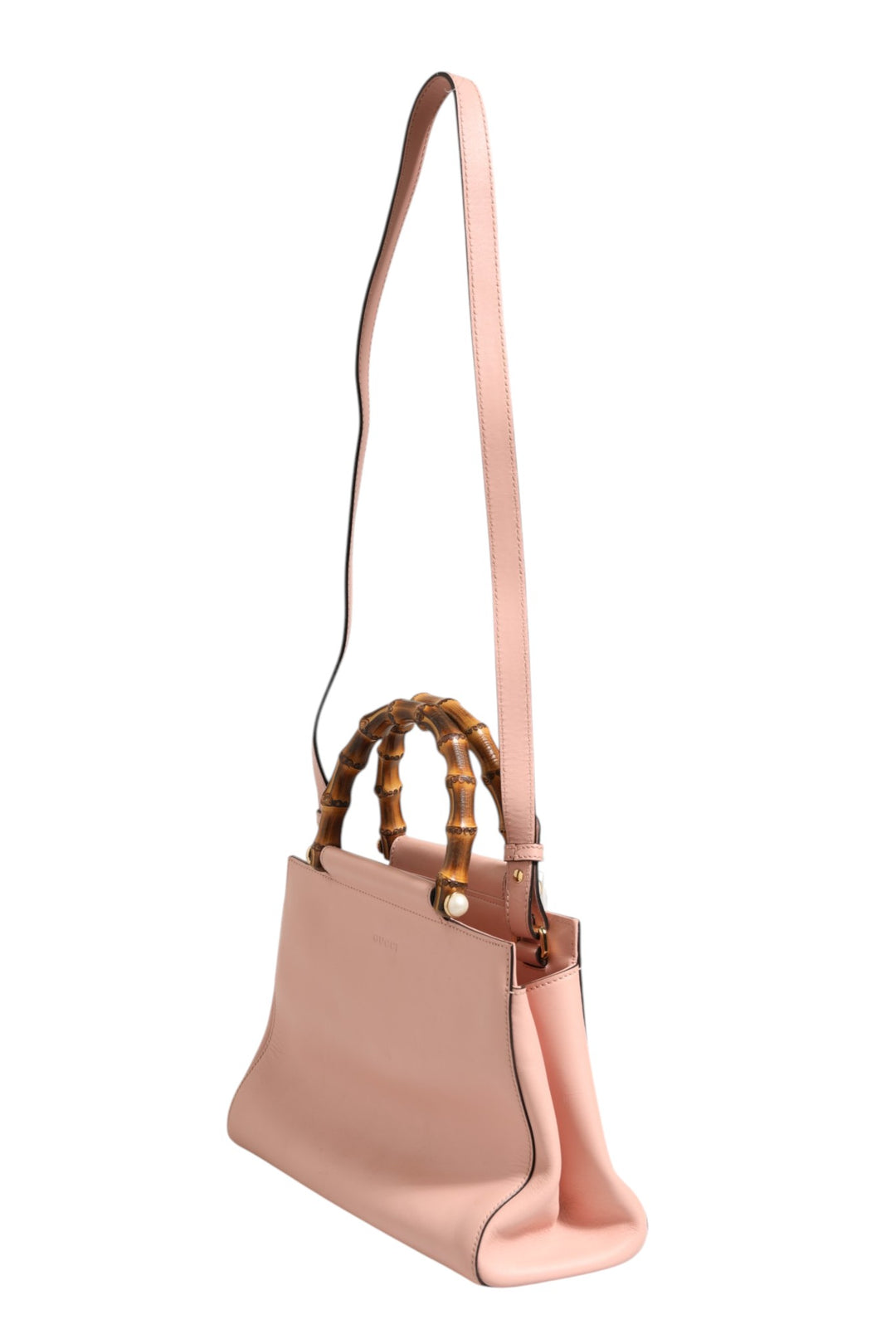 Pink And White Calfskin Small Nymphaea Top Handle Bag Gucci