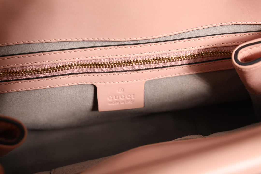 Pink And White Calfskin Small Nymphaea Top Handle Bag Gucci