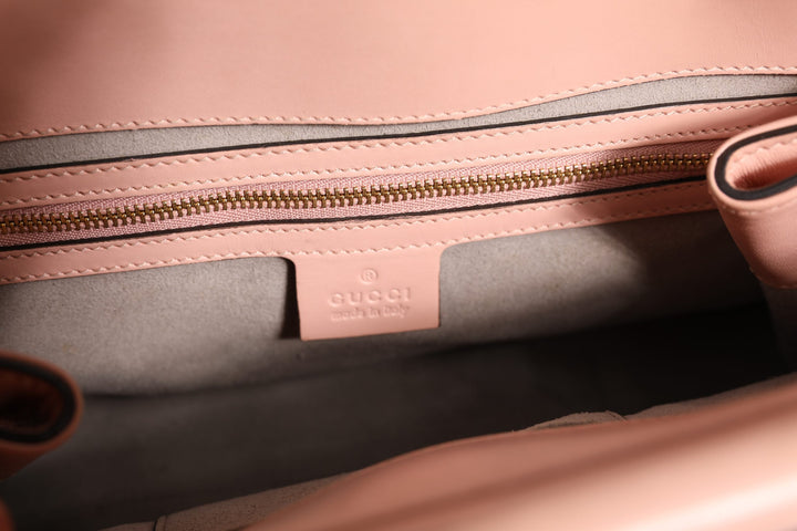 Pink And White Calfskin Small Nymphaea Top Handle Bag Gucci