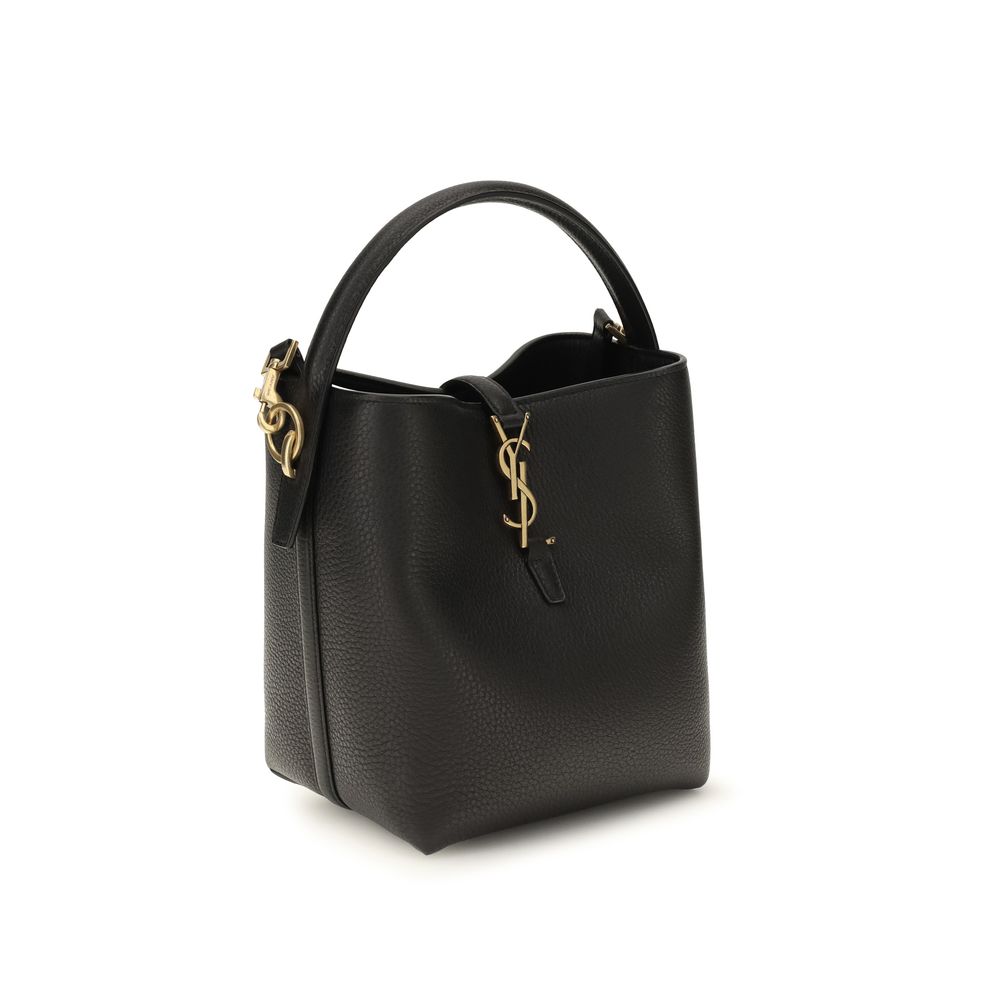 Black Calf Leather Bos Taurus Backet Bag Saint Laurent