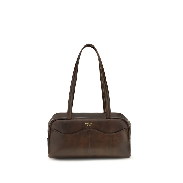 Brown Calf Leather Bos Taurus Shoulder Bag Prada