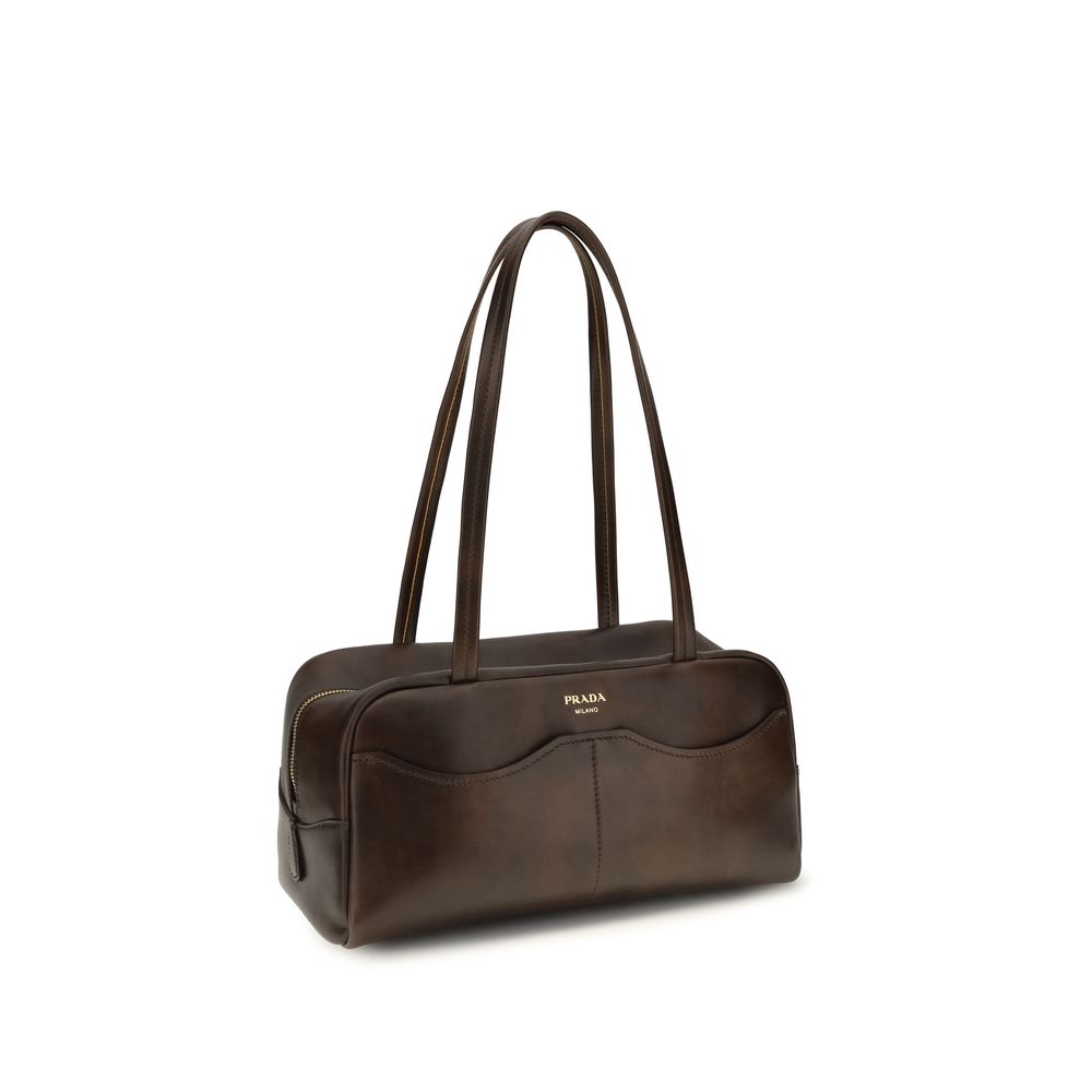Brown Calf Leather Bos Taurus Shoulder Bag Prada