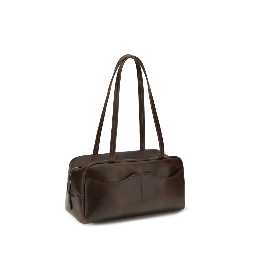 Brown Calf Leather Bos Taurus Shoulder Bag Prada
