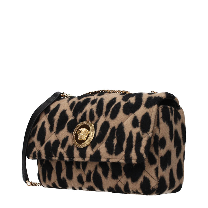 Brown Wool Shoulder Bag Versace
