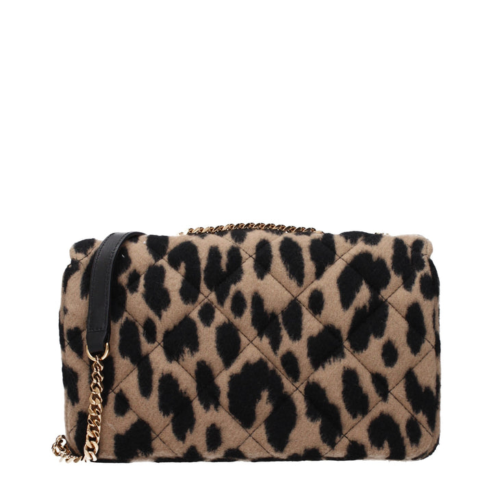 Brown Wool Shoulder Bag Versace