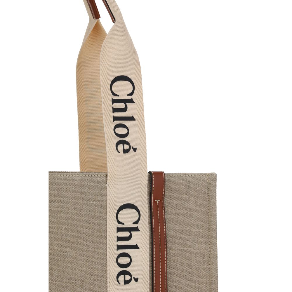Beige Linen Handbag Chloé