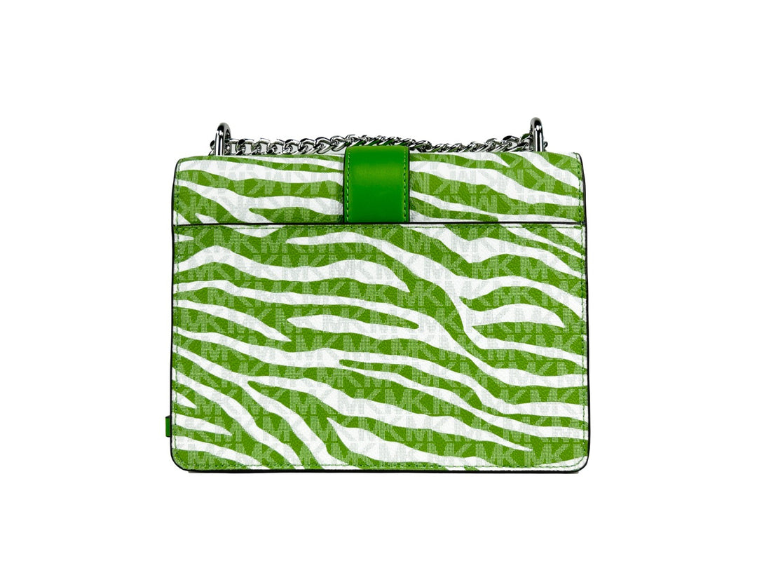 Michael Kors Greenwich Small Print Logo Crossbody Tote Chain Bag  Jungle Green $498 Michael Kors
