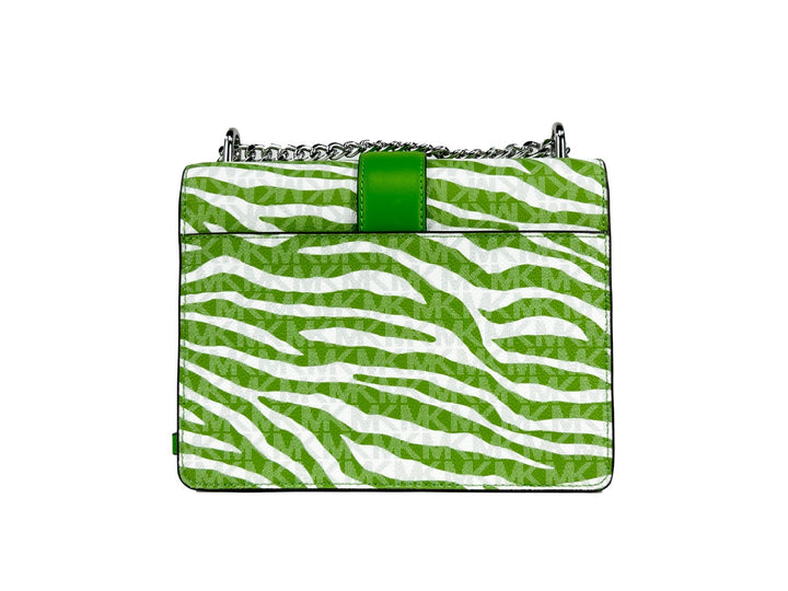 Michael Kors Greenwich Small Print Logo Crossbody Tote Chain Bag  Jungle Green $498 Michael Kors