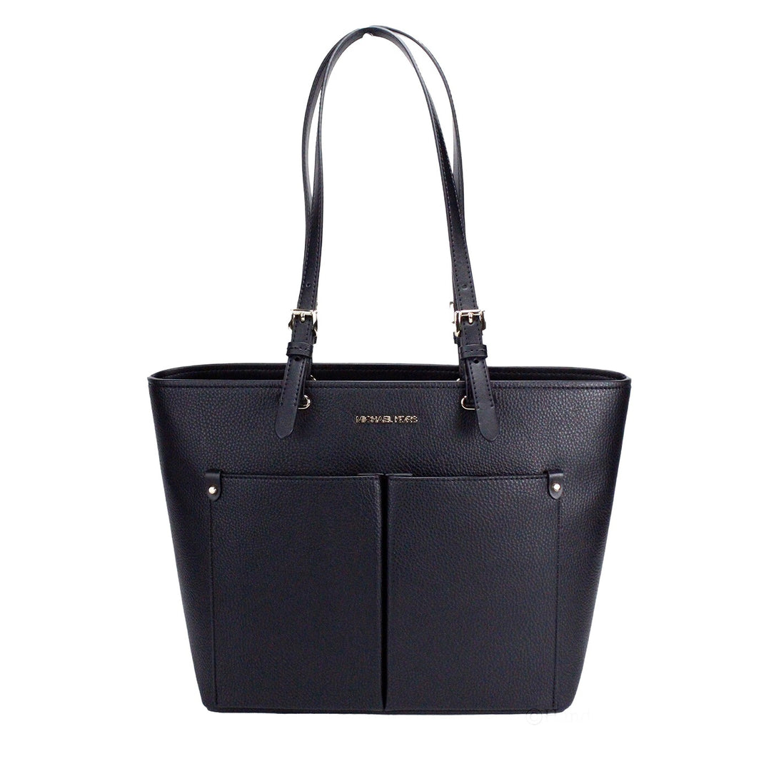 Michael Kors Womens Jet Set Travel Medium Double Pocket Tote Black/SIlver 35F3GTVT8B-001 Michael Kors