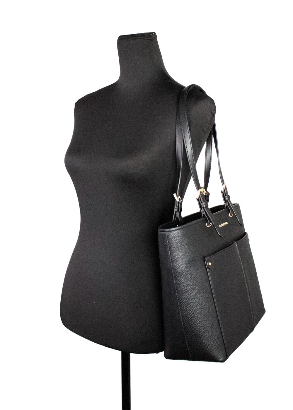 Michael Kors Womens Jet Set Travel Medium Double Pocket Tote Black/SIlver 35F3GTVT8B-001 Michael Kors