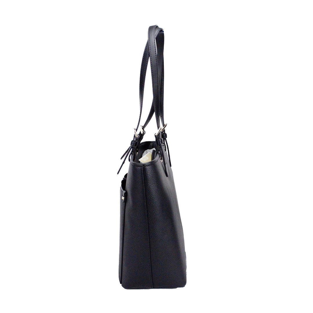 Michael Kors Womens Jet Set Travel Medium Double Pocket Tote Black/SIlver 35F3GTVT8B-001 Michael Kors