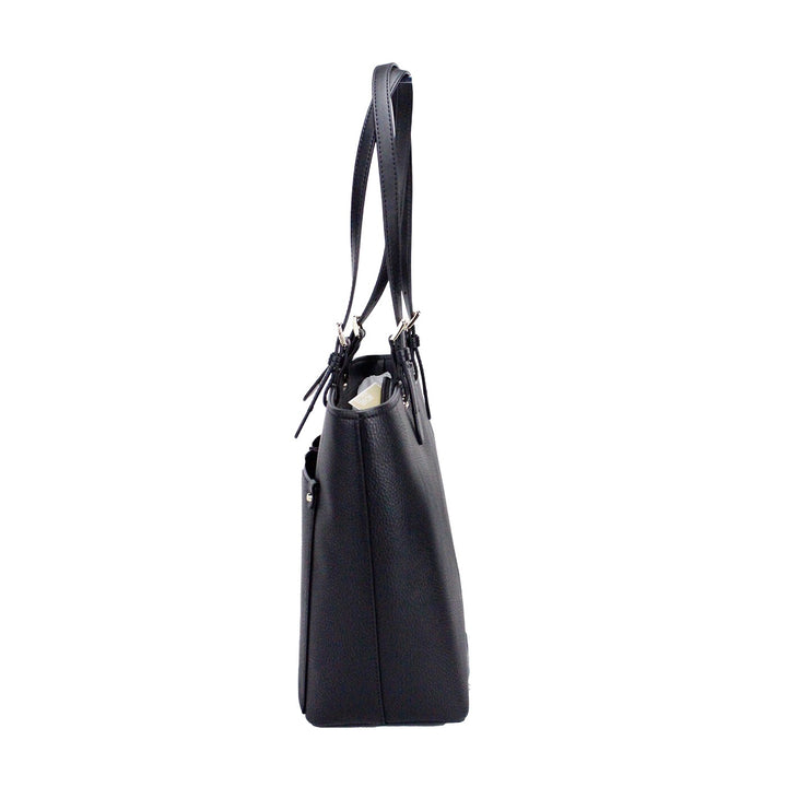 Michael Kors Womens Jet Set Travel Medium Double Pocket Tote Black/SIlver 35F3GTVT8B-001 Michael Kors