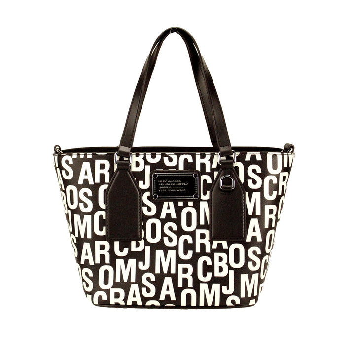 Marc Jacobs Small Black White Monogram Print Saffiano Leather Tote Crossbody Bag Marc Jacobs