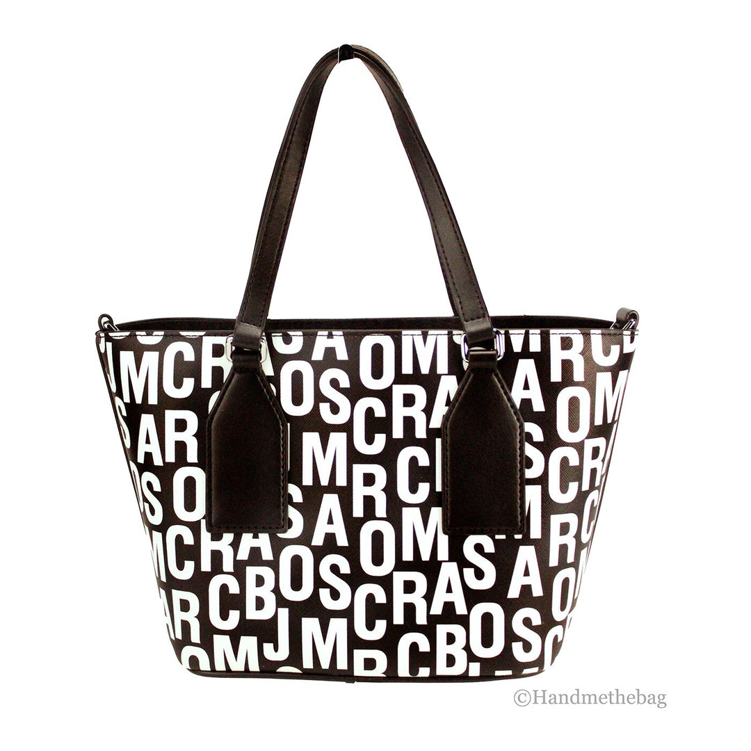 Marc Jacobs Small Black White Monogram Print Saffiano Leather Tote Crossbody Bag Marc Jacobs