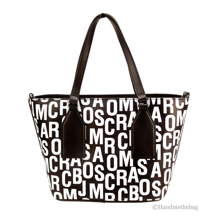Marc Jacobs Small Black White Monogram Print Saffiano Leather Tote Crossbody Bag Marc Jacobs