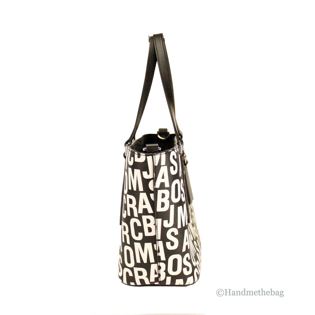 Marc Jacobs Small Black White Monogram Print Saffiano Leather Tote Crossbody Bag Marc Jacobs