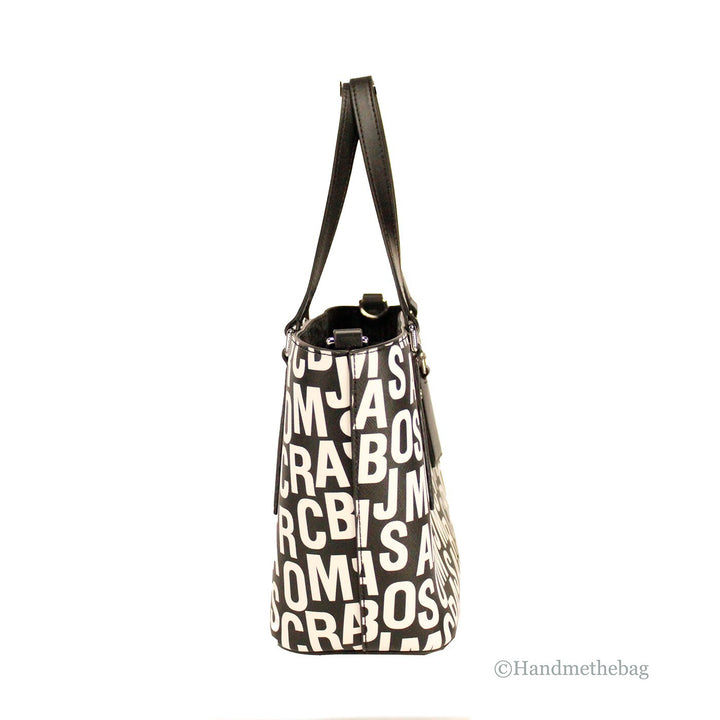 Marc Jacobs Small Black White Monogram Print Saffiano Leather Tote Crossbody Bag Marc Jacobs