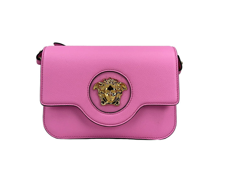 Versace La Medusa Pink Leather Shoulder Crossbody Bag Purse Versace