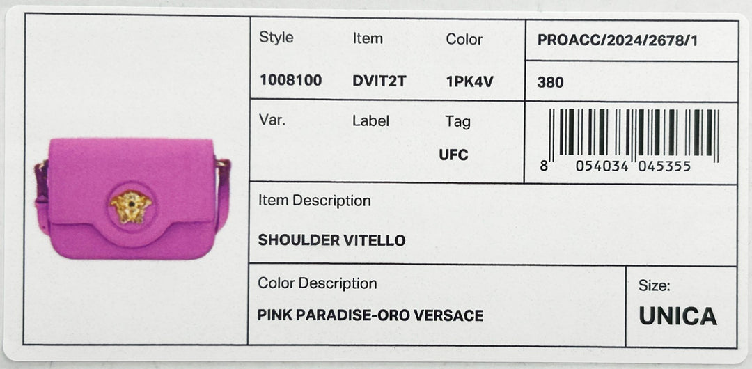 Versace La Medusa Pink Leather Shoulder Crossbody Bag Purse Versace